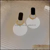 Ciondola il lampadario stile estivo orecchini pendenti dorati per le donne Geomatric nero lungo appeso orecchino triangolo gioielli Earing Bijouteri Dhv6P