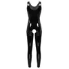 Dames lingerie uit één stuk catsuit-kostuums natte look octrooi lederen bodysuit je nek mouwloos crotchless sexy turnard romper jumpsuit