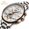 Montres-bracelets Kinyued Luxe Hommes Montre-bracelet mécanique Cadran noir Bracelet en acier inoxydable Montre automatique Montre Automatique Homme