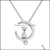 Charms 925 Sterling Sier Nouvelle Femme Bijoux De Mode Kitty Moon Rétro Simple Pendentif Collier Longueur 45 Cm Drop Delivery 2021 Résultats C Dhaoi