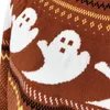 Suéteres femininos Padrão fantasma malha suéter feminino moda inverno quente manga longa solto pullover confortável Black Girl Top Halloween Sweatshirt 220916