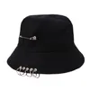 Bucket Hat Unisex Folding Hunting Fisherman Outdoor Cap Cool Girl Boy Iron Ring Fisherman Hiphop Hat Solid Outdoor Cotton Sunhat256I