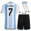 Men Kids Lionel Soccer Jersey 22-23 World Cup Angel Di Maria Kun Aguero Lo Celso Dybala Nicolas Gonzalez Nicolas Otamendi Football Shirt Kits Nation