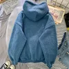 Hoodies das mulheres moletons outono inverno grosso casaco quente veludo cashmere mulheres moletom com capuz sólido azul pulôver casual tops senhora solta manga longa 220919