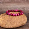 Strand Minimalistische Natuursteen Kraal Rose Rood Tijgeroog Armband Kralen Mannen Boeddha Armband Voor Vrouw Yoga Handgemaakte Sieraden Homme Bijoux