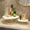 Haken Metall Runde Regal mit Keramikplatte kreative Mädchen Zimmer Kosmetik Schmuck Lagerregal Licht Luxus Home Badezimmer Waschbecken Waschtablett