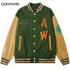 Hommes Vestes Vintage Baseball Veste Streetwear Hip Hop Broderie Papillon Lettre Bomber Veste Hommes Harajuku En Cuir Manches Patchwork Manteau T220914