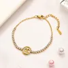 Designer Charm Bracelet Chain For Women Luxury Jewelry Womens Stainless Steel Gold Love Links Bracelets Ladies Double Letter Crystal Bracelet Bracciale Chains