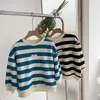 Pullover Spring fashion Girls cotton striped sweatshirts Kids loose casual Tops clothes 1-8Y 220919