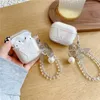 3D Butterfly Case for Airpods Pro Headphone Accessories 1 2 3 Clear Cover Pendant Pearl Chain With Anti-lost Hook Free Ship