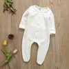 Rompers 09m Born Toddler Baby Boy Girls Romper Plaid Patchwork Long Sleeve Jumpsuit Outfits kläder 220916