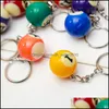 Key Rings 16Pcs/Lot Wholesales Pool Billiard Keychain Snooker Ball Key Chain Mini Billiards Ring Ship C3 Drop Delivery 2021 Jewelry Dh Dhfz5