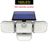 Lampione stradale solare da esterno 112 LED 182LED Sensore di movimento super luminoso Lampada da parete da giardino a LED ad alta potenza IP65 Impermeabile 3 modalità di lavoro