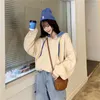 Women's Hoodies Women With Hat Panelled Spring-autumn Thin Leisure Pullovers Hooded Flesh Kawaii Students Korean-style Sweatshirts