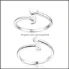 Cluster Rings Stainless Steel Finger Rings 6-10 Size Heart Semicolon Opening Adjustable Ring For Women Men Fashion Unique Design Jewe Dhiqx