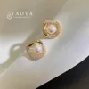 Metall Zirkon Splice Geometrische Perle Gold Farbe Stud Ohrringe Party Mädchen Neue Einfache Zubehör Für Frauen Mode Schmuck