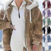 Women's Fur Faux Winter Warm Coat Zipper Plush Hooded Cardigan Loose Jacket Plus Size Hood Sweat-shirt Outwear Overcoat 220919