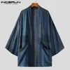 Erkek ceketler moda erkek trench pamuk açık dikiş katlar katı uzun kollu Japon kimono sokak kıyafeti hırsız dış giyim inerun 220919