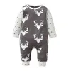 Strampler geboren Säugling Baby Junge Mädchen Strampler Overall Kleidung Deer Print Patchwork Langarm Overall Kleinkind Weihnachten Weihnachten Outfits 220919