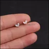 Stud 1pc Korean Fashion CZ Ear studs kraakbeen oorbel voor vrouwen roestvrij staal zirkoon kleine stud piercing sieraden geschenken 5578 drop d dhn0i