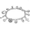 Braccialetti con ciondoli Regali per le donne Stella Luna Cuore Collana con croce Bracciale con perline Simulazione Accessori per gioielli di moda con diamanti