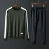 Men's Tracksuits Loldeal Solid Long Sleeve Sport Pullover & Sweatpant Set Tracksuit Men Athletic Full Zip Warm Sweat Suits