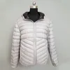 Mens Down Jacket Kontrast Färgljus och tunn huva dubbelsidig kort bärbar version Fashion White Duck ner varm kappa trendig