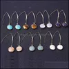 Charm -ontwerper Ovale steen Charms oorbellen Rose Quartz Turquoise lapis Gold vergulde geometrie genezende kristal Dange merk sieraden voor w dhylo
