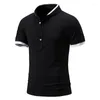 Heren Polos Men Shirts Solid Short Sleeve Classic Summer Heren Casual V Neck Gym Jogger Tops T -shirt Business Clothing