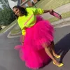 Chique feminino tutu alta baixa saia de tule em camadas babados assimétrico vestido de baile saias de festa saia faldas feito sob encomenda maxi tutu vestido