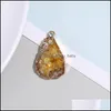 Charms New Resin Druzy Irregar Ciondolo in pietra per collane Bracciale Geometrico Fascino naturale Oro Donna Ragazze Creazione di gioielli Drop Deli Dhtyq