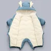 Rompers tjock varm spädbarn baby jumpsuit huva inuti fleece pojke tjej vinter hösten överaller barn ytterkläder barn snöar 220919