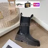 Venetas Men Boots Women Half Knie Boots met dikke zolen Band Chelsea Platform Heren Bootjes Lederen vrouw Schoen rubber ronde teen Anti-slip Triple zwart ebbenhouten opgestart