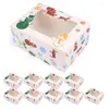 Gift Wrap 10pcs Christmas Cookie Box Candy Boxes Bags Egg Tart Muffin Food Packaging Xmas Party Kids