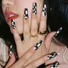 False unhas de balé longo capa completa preto lábio branco coroa strass de decoração Pressione Pressione dicas com geléia