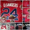 GLAC202 24 DEION Sanders Jersey de beisebol Dual Patch Altanta 1995 Wrold Series Custom