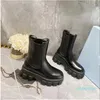 Botas de diseñador para mujer Zapatos de cuero de lujo Knight Martin Boot High Combat Low Mid Heel Marca europea Punta redonda en punta Moda