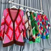 Kvinnors stickor Tees NADAFAIR MILTI M￶nstrad Cardigan Women Fashion Plus Size Winter Sweater Autumn Loose Casual Overized Knitwear Muje 220916
