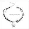 Anklets Bohemia Sun hanger kralen Anklet Bracelet voor vrouwen eenvoudige touwlegering dubbele laag in de zomer been enkelvoet sieraden enkelbanden dhqmk