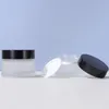 Frost Glass Cream Jar Bottle 5g 10g 15g 20g 30g 50g 100g Empty Container Cosmetic Jars with Black Cap