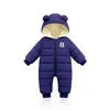 Rompers Infant Girls Jumpsuit Autumn Winter Children Plus Velvet Down Cotton Hooded Climbing Clothes Baby Boys Romper 220919