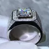 Solitionaire Ring Wong Rain Real 925 Sterling Silver 3ex Round 5ct VVS1 GRA прошел тест Diamond D Moissanite for Women Men Gift Dift 283a