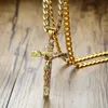 Gold Tone Cross Jesus Stainless Steel Pendant Necklace Hip Hop Cuban within Link Crucifix 24 in 2109293071