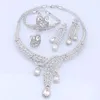 Dubaï femmes argent plaqué mariage africain cadeaux de mariée pour collier arabe saoudien Bracelet boucles d'oreilles anneau ensemble de bijoux