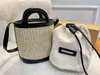 Totes Leather Canvas Straw Bag Tote Summer Beach Handbag Shoulder Crossbody Wallet Seaside Weave Letters Spelling Female Purses 220416
