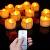 Paquete de velas de 1224 luces de té eléctricas sin llama con control remoto parpadeante blanco cálido para la decoración del Día de San Valentín 220919