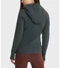 LU-028 Thickened Warm Hooded Women's Jacket Sports Yoga Zipper Hoodies Thumb Hole Fitness Coat