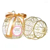 Present Wrap Creative Hollow Birdcage Form Metal Texture Candy Boxes With Ribbon Baby Shower Wedding Party Supplies