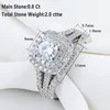 Solitaire Ring she 2 Pcs Double Halo Round Cut AAAAA Cz Engagement Rings for Women Victorian Style 925 Silver Wedding Jewelry Bridal Set 220916