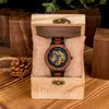 Wristwatches BOBO BIRD Mens Wooden Automatic Mechanical Watch Made Of Red Sandalwood Hollowed Out Design Men's Watches Drop